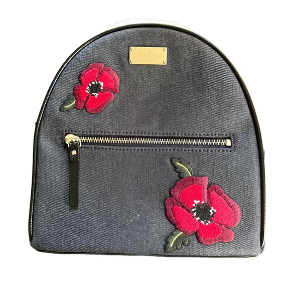 Kate Spade NEW Grove Street Poppy Sammi Denim Floral Embroidered Backpack NWT - Picture 8 of 16